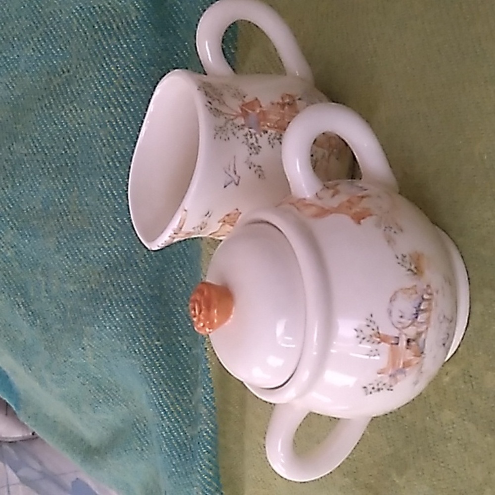 Vintage Yankee Candle Ellen Mcleod Lidded Sugar Bowl Creamer Set